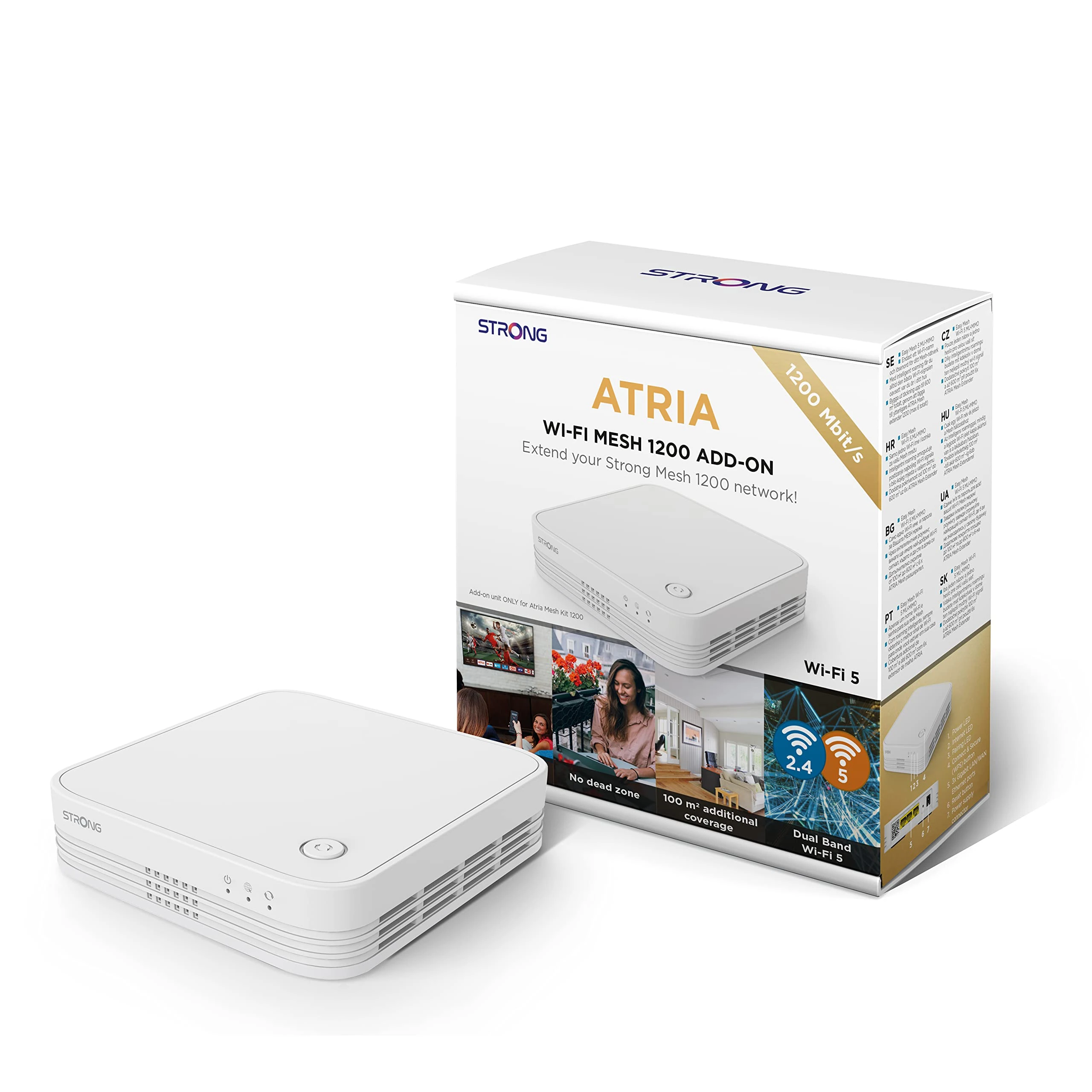 STRONG ATRIA AC1200 Whole Home Mesh Wi-Fi System - ADD ON UNIT, up to 1,650sq.ft Wi-Fi Coverage, Three Gigabit Ports per node, App Control, Guest Network, Parental Controls, Simple Set Up, (1 Pack)