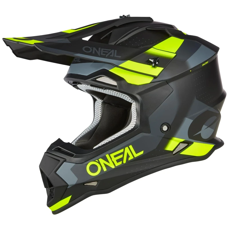 O'NEAL Motocross Helmet MX Enduro ABS Shell Ventilation Holes for Optimal Cooling 2SRS Helmet SPYDE V.23 Adult Black Grey Neon Yellow Size L (59/60 cm)