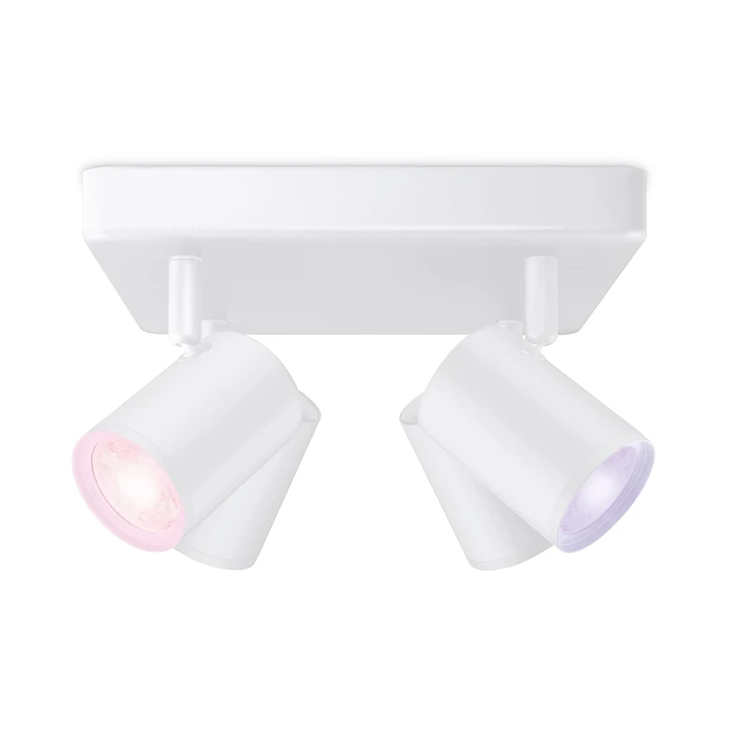 WiZ Colour Imageo Smart Connected WiFi Ceiling Light Spot Fixture. [4 Spot - White Square] App Control for Indoor Home Lighting, Livingroom and Bedroom