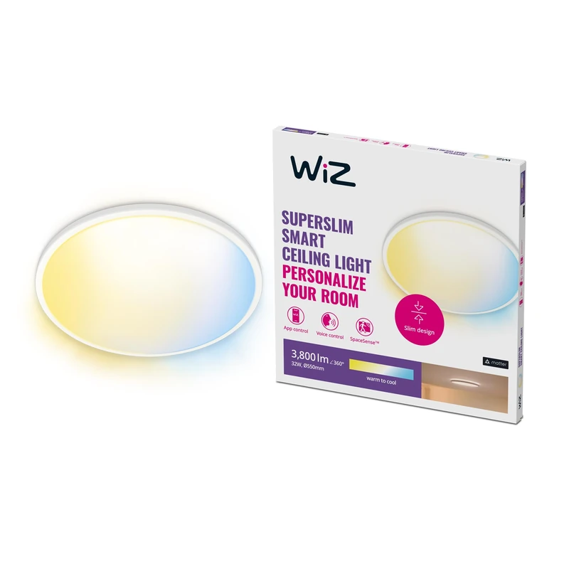 WiZ Smart Tunable White Superslim Ceiling Mounted 36W Cool to Warm White Light, Smart LED Connected WiFi Works with Alexa, Google Assistant & HomeKit, App Control for Livingroom, Bedroom