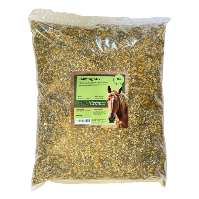 Horse Herbs Calming Mix 3kg | 100% Natural Calming Supplement for Horses & Ponies, Chamomile, Valerian Root, Equine Care