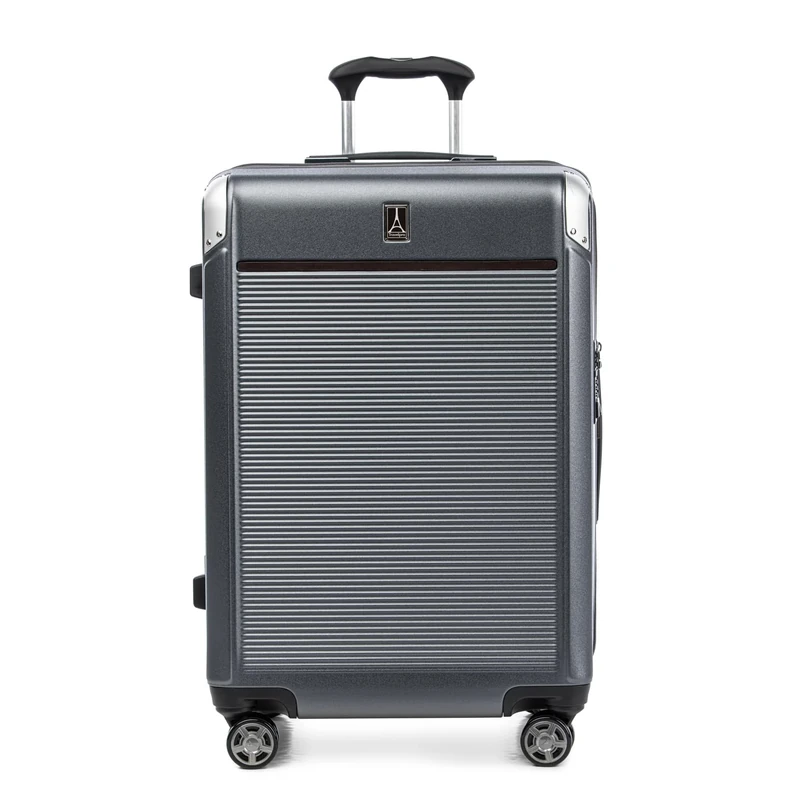Travelpro Platinum Elite Hardside Expandable Checked Luggage, 8 Wheel Spinner, TSA Lock, Hard Shell Polycarbonate Suitcase, Vintage Grey, Checked Medium 25-Inch