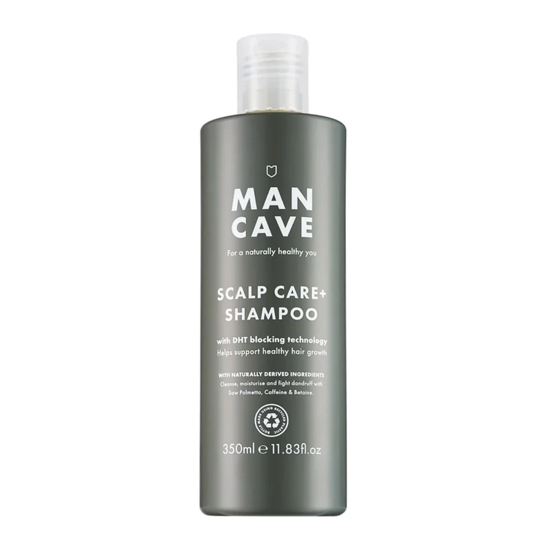 ManCave Scalp Care Shampoo for Men, DHT Blocker Encourages Hair Growth and Dandruff Control, Contains Saw Palmetto, Panthenol and Betaine, Sulphate Free, Natural, Vegan, Cruelty Free, 350 ml