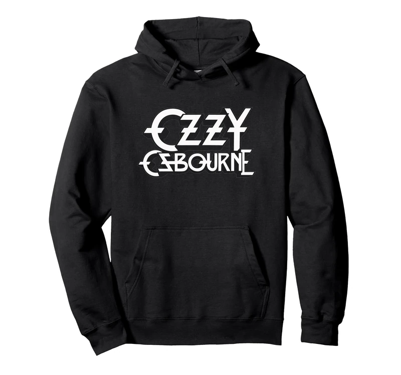 Ozzy Osbourne White Logo Pullover Hoodie, Adult Unisex, Black, Medium