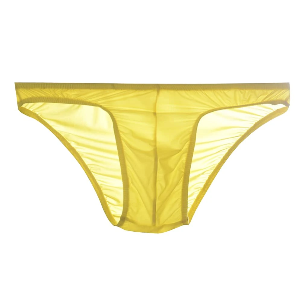 Drelaar Men's Thin Silky Underwear Briefs Comfy Underpants Small Yellow