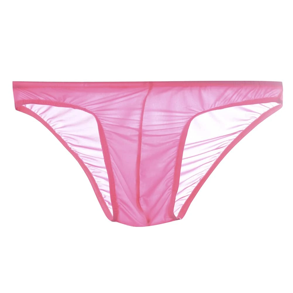Drelaar Men's Thin Silky Underwear Briefs Comfy Underpants Small Pink