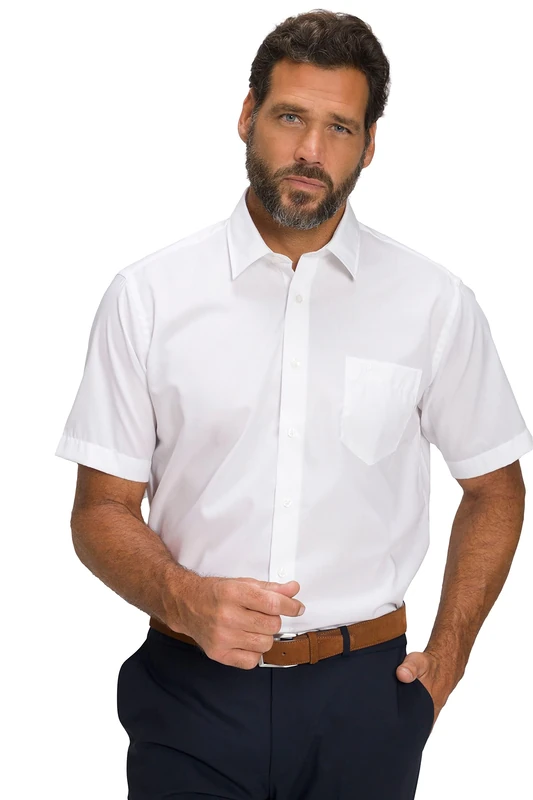 JP 1880 Men's Large Sizes Menswear L-8XL Shirt, Business, Non-Iron, Kent Collar, Half Sleeve, Comfort Fit, up to 8XL Snow White 8XL 804891200-8XL, Snow White, XXXXXXXXL