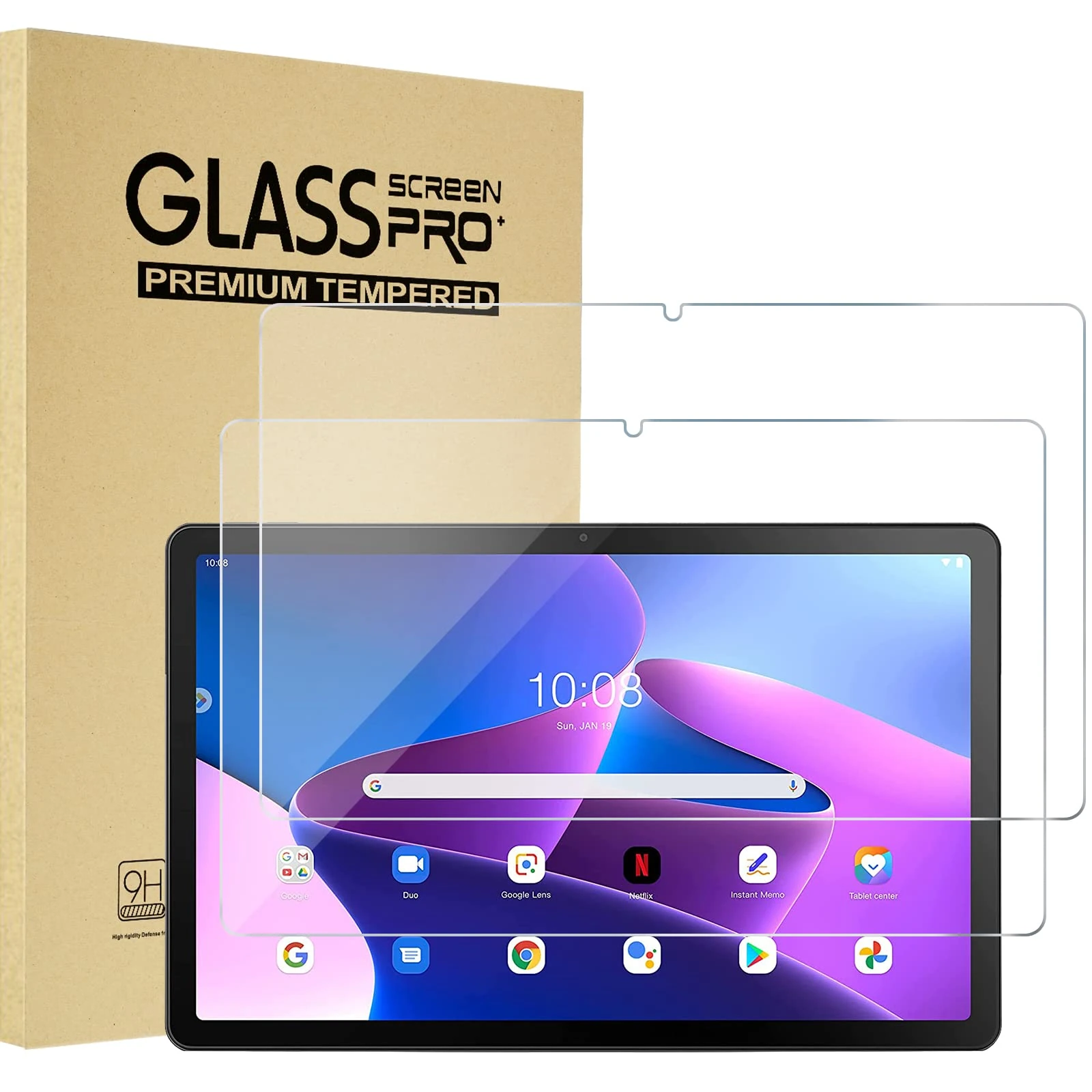 ProCase 2 Pack Screen Protector for Lenovo Tab M10 Plus 3rd Gen 10.6 Inch 2022, Tempered Glass Screen Film Guard for 10.6 Lenovo Tab M10 Plus Gen 3 TB125FU TB128FU TB128XU 2022 Release