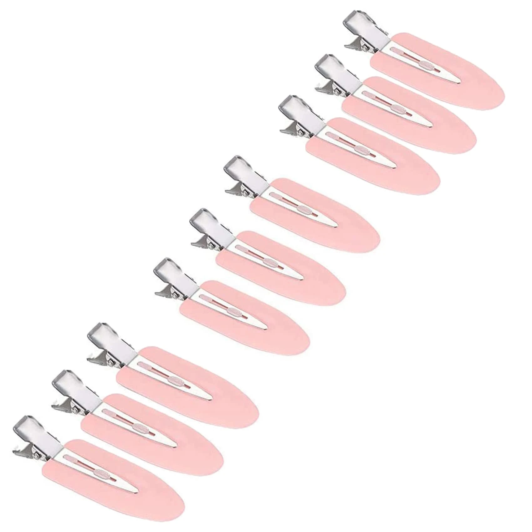 JeoPoom Hairpin[9 Pcs], No Bend Hair Clips, No Crease Hair Clips Pin Curl Clips, Makeup Seamless Hair Clip Clamps for Girl Woman Makeup Bangs Hair Styling(Pink)