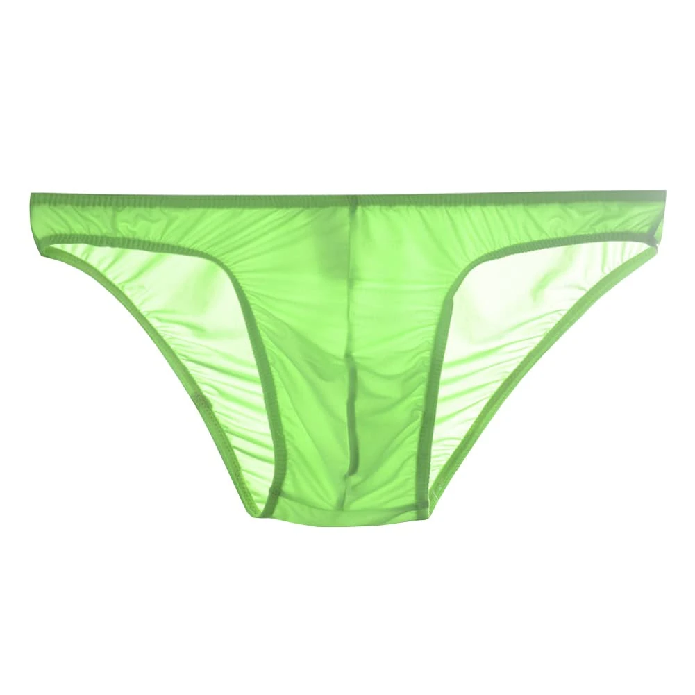 Drelaar Men's Thin Silky Underwear Briefs Comfy Underpants Large Green