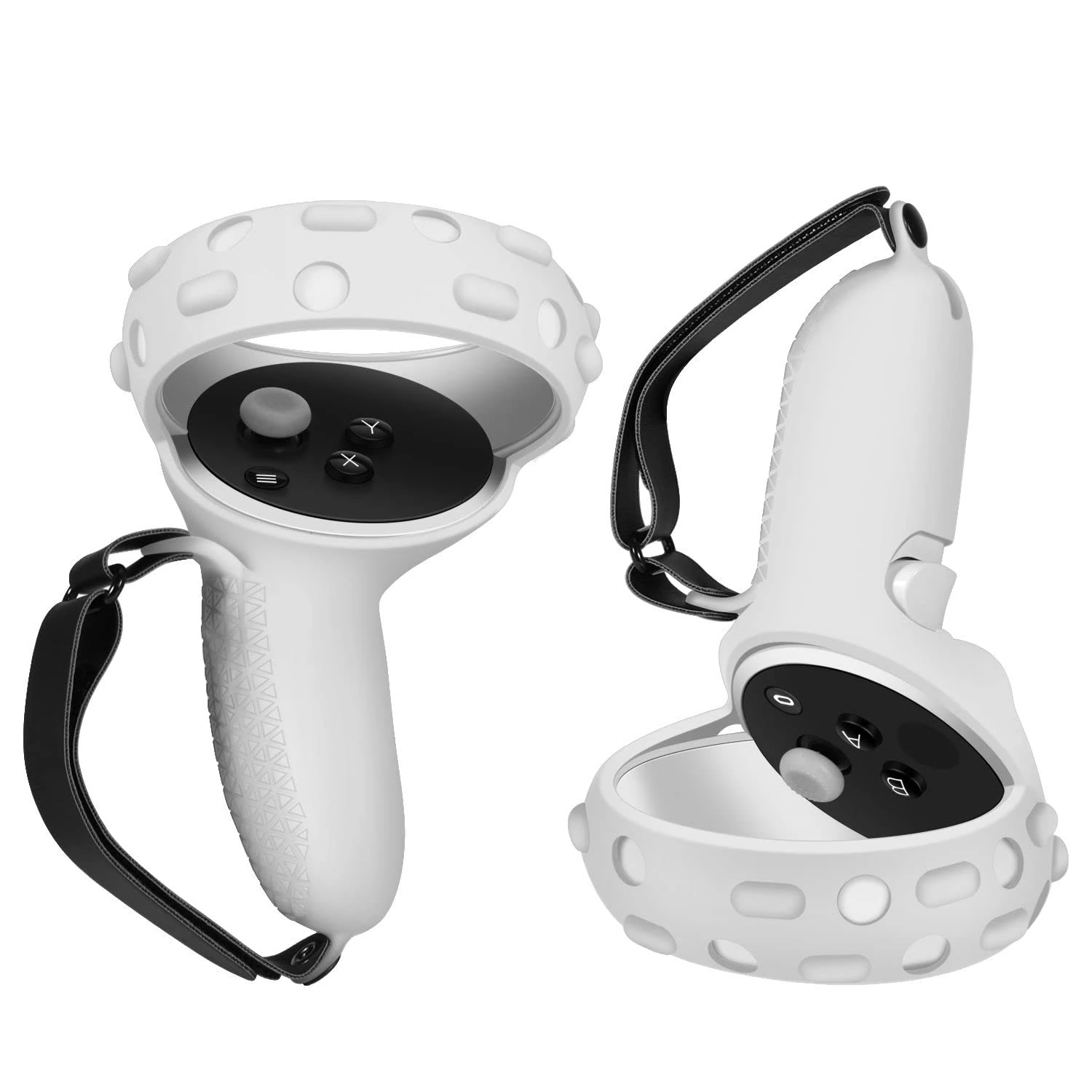 TNP Controller Grips for Oculus Quest 2 / Meta Quest 2 Knuckle Strap White VR Touch Controller Hand Grip Cover Protector Sleeve with Anti-Throw Adjustable Straps