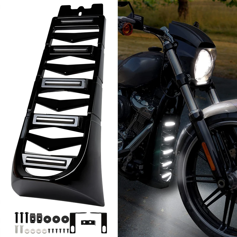 VEISUTOR Motorcycle Front Chin Fairing Spoiler Assembly for Harley Davidson Softail Breakout, Front Lower Radiator Cover for Harley Davidson Softail Breakout Street Bob Fat Bob 2018-2022 Accessories