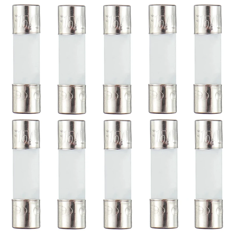 HUAREW F15AL250V 10 Pcs 5 x 20 mm 0.2x0.78 inch Fast Blow Ceramic Tube Fuses 15A 250V