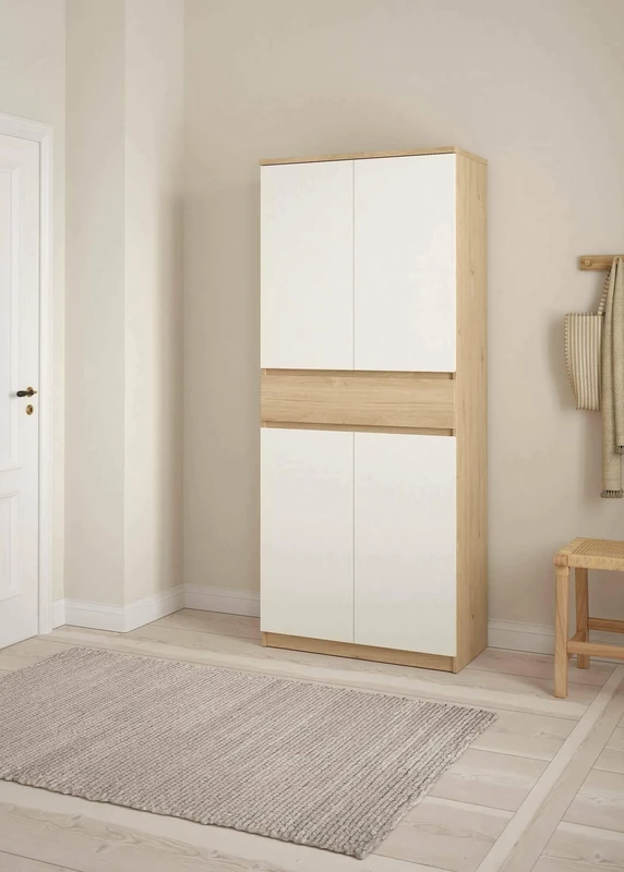 Dmora - Nolwenn Shoe Rack, Multi-Purpose Entrance Cabinet, Shoe Cabinet, 80 x 40 x 192 cm, Oak and White