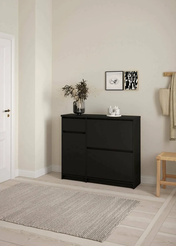 Dmora Maxime Shoe Rack, Multi-Purpose Entrance Cabinet, Shoe Cabinet, 109 x 32 H 93 cm, Black