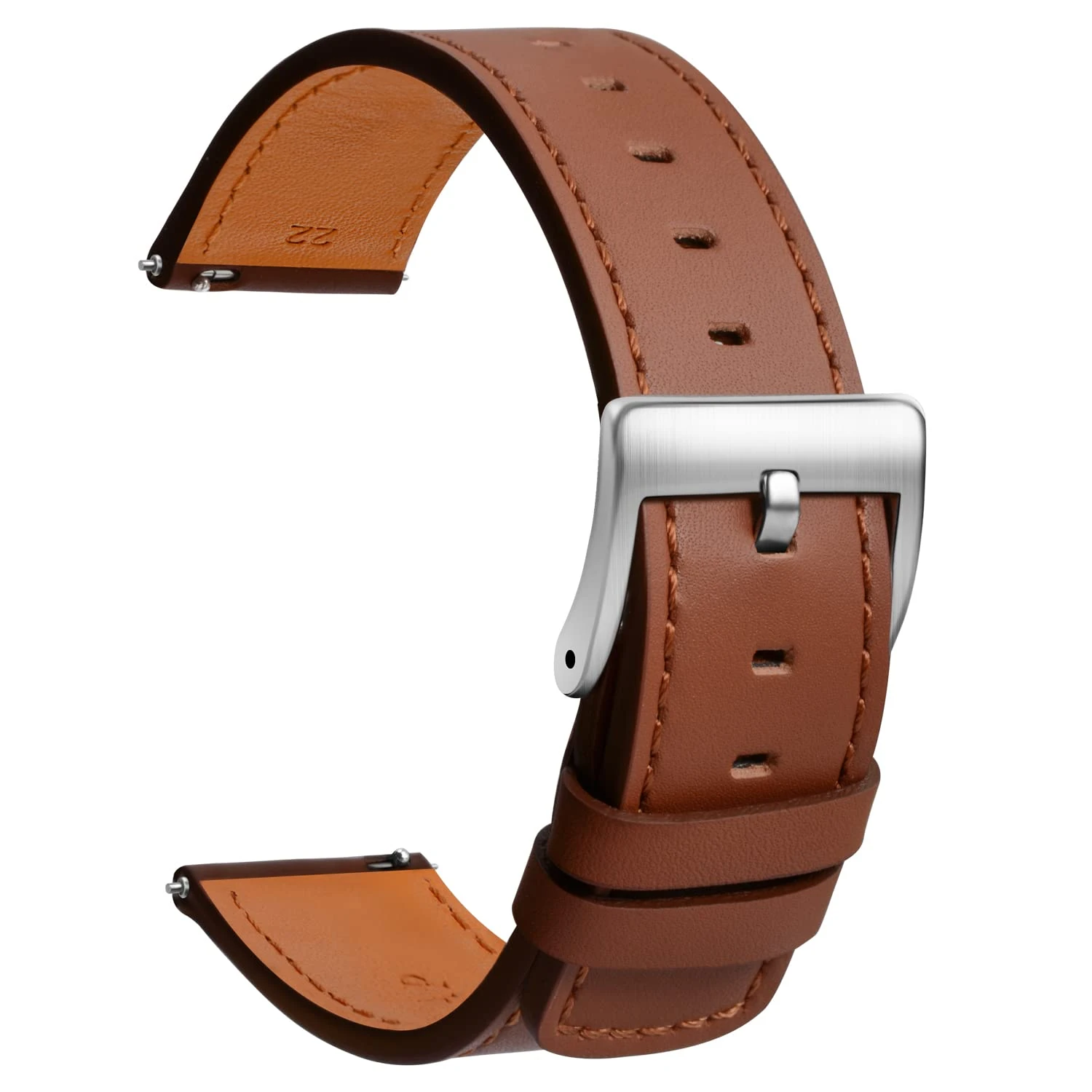 TStrap Leather Watch Strap 18mm - Quick Release Watch Band Brown Soft - Sport Watch Straps for Men Women Replacement - Smart Watch Bracelet Clasp - 18mm 19mm 20mm 21mm 22mm