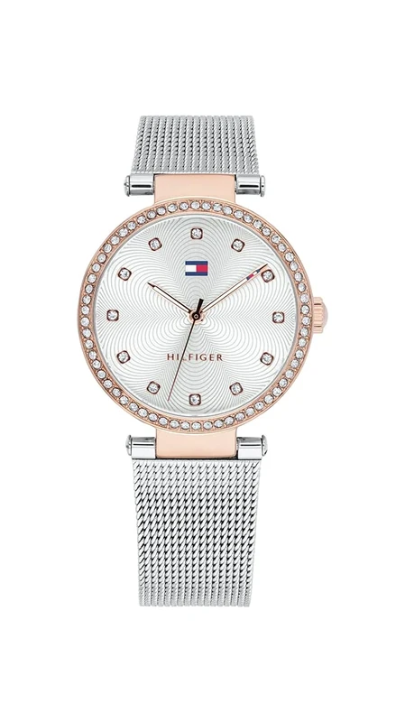 Tommy Hilfiger Analogue Quartz Watch for Women with Silver Stainless Steel Mesh Bracelet - 1782506