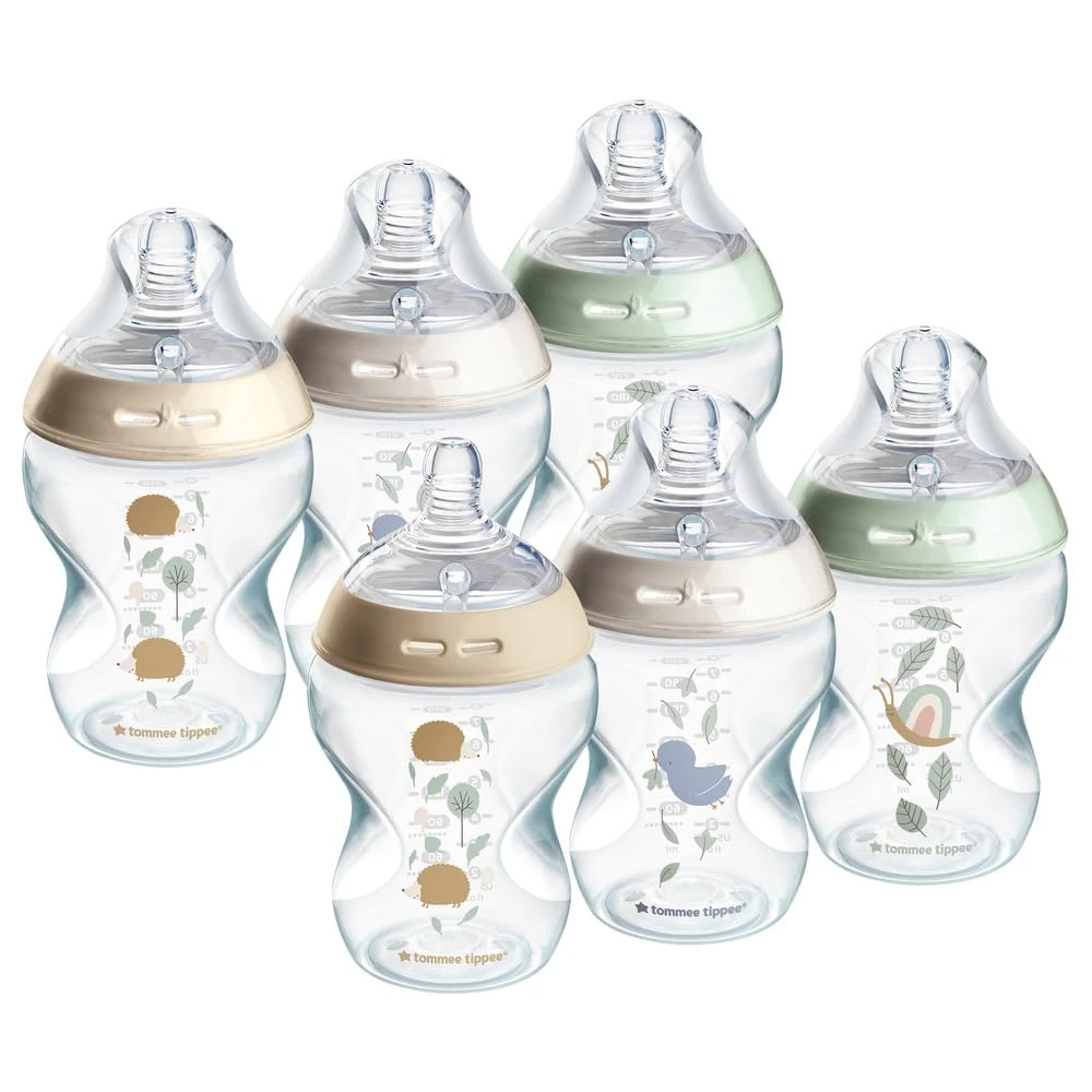 Tommee Tippee Natural Start Baby Bottles for 0m+, Pack of 6 260ml Baby Bottles, with Slow Flow Breast-Like Teat for a Natural Latch, Self-Sterilising and BPA Free, Baby Feeding Essentials, Pond