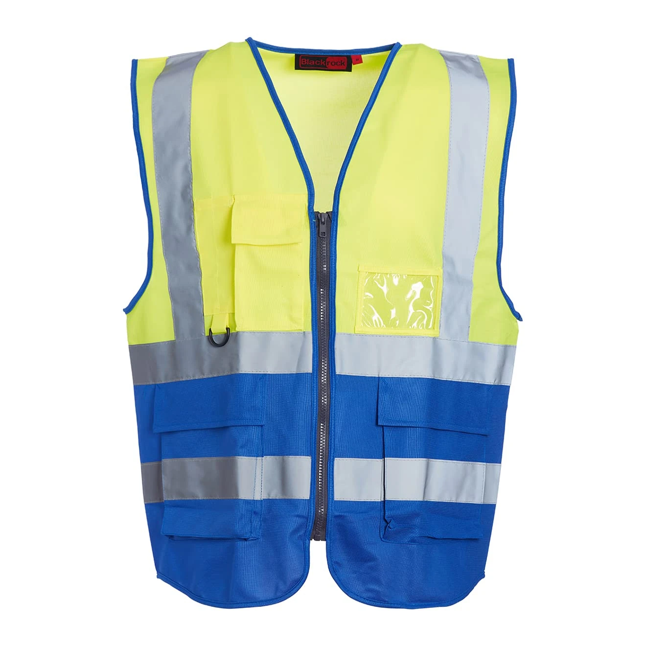 Blackrock Yellow & Blue Premium Hi Vis Vest With Pockets, ID Pouch & Key Loop, Mens Womens Reflective High Vis Vests With Secure Zip, Safety Vest Security Clothing, Fully EN Certified - Size 3XL