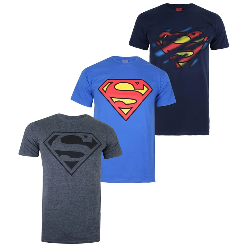 DC Comics Men's Superman Pack T Shirt, Multi, L UK