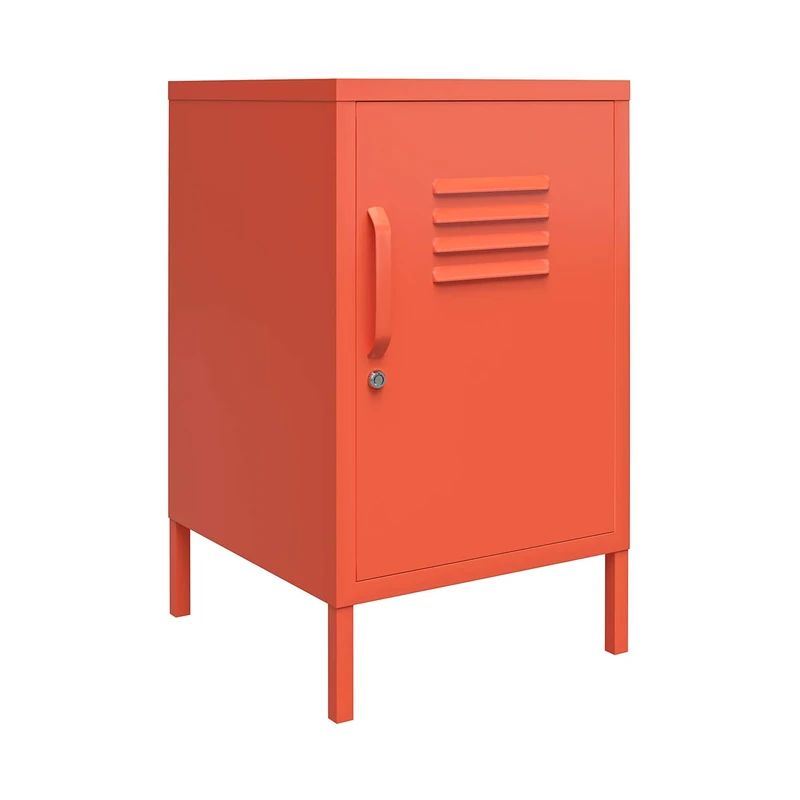 DHP Cache Metal Locker End Table Orange