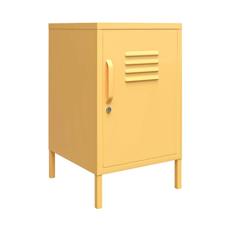 DHP Furniture Cache Metal Locker End Table Yellow