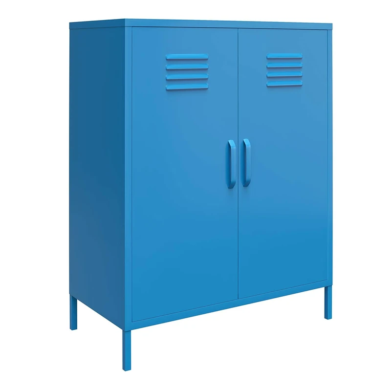 DHP Furniture Cache 2 Door Metal Locker Storage Cabinet Blue