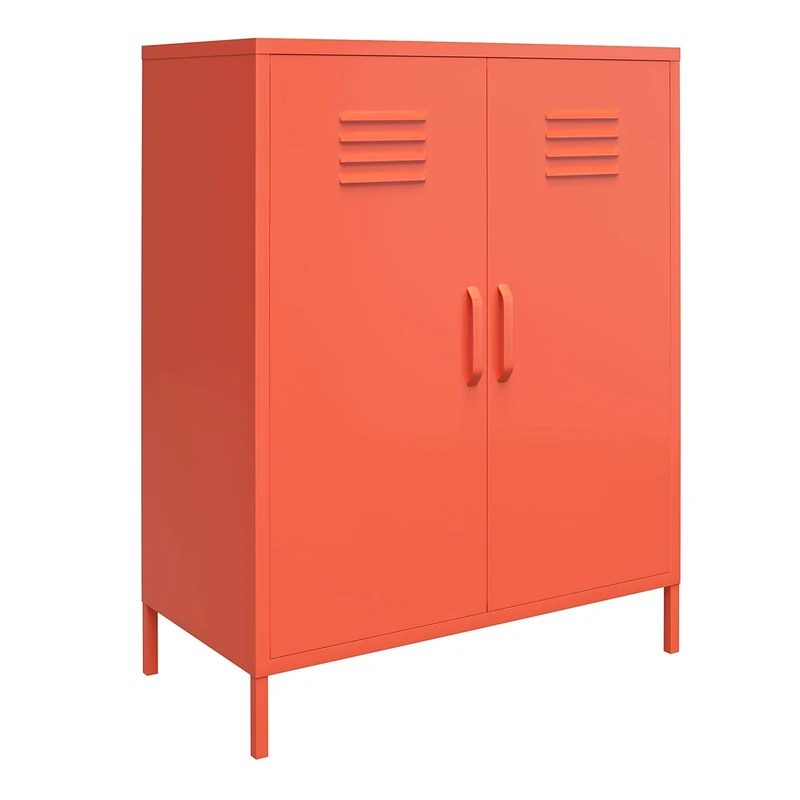 DHP Furniture Cache 2 Door Metal Locker Storage Cabinet Orange