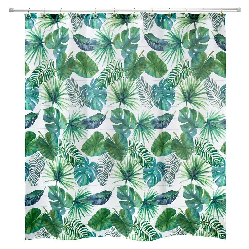 Avanti Linens - Fabric Shower Curtain, Palm Tree Leaves Inspired Home Decor (Viva Palm Collection) - Image 1