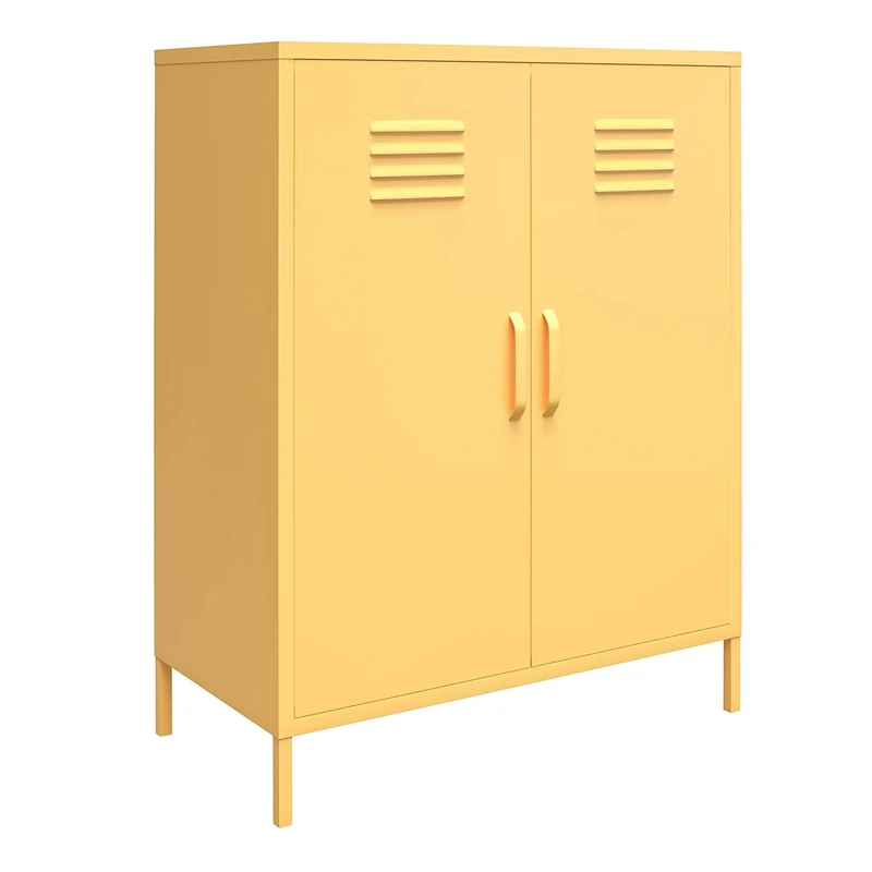 DHP Furniture Cache 2 Door Metal Locker Storage Cabinet Yellow