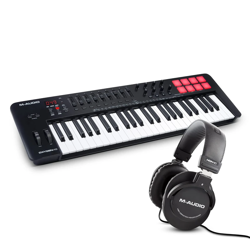 MIDI Controller & Headphones Bundle - M-Audio Oxygen 49 Key USB MIDI Keyboard Controller & HDH40 Over Ear Studio Headphones