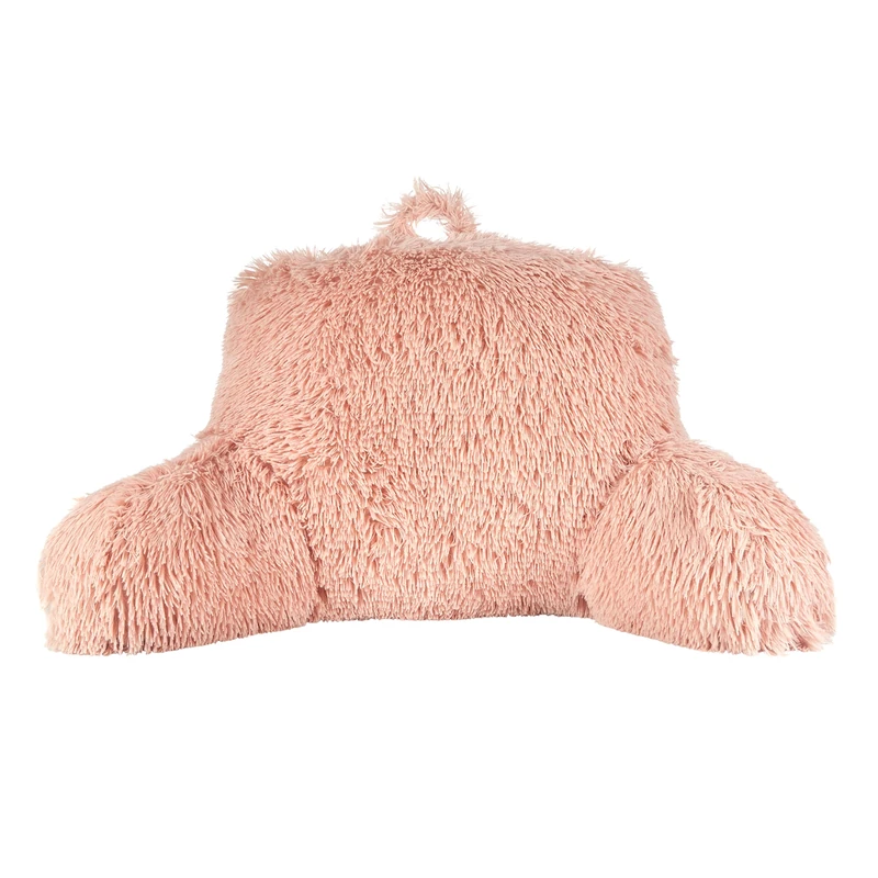 Klear Vu Shaggy Bed Rest Back Support Pillow for Adults and Kids, Lumbar and Arm Support on Bed, Chair, Couch, Sofa and Floor - Large Reading Pillow, 30" x 21", Apricot Sherbert,One Size