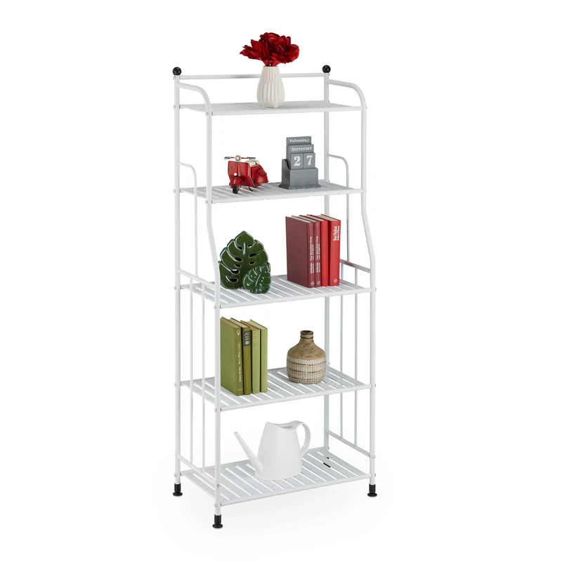 Relaxdays Wide Storage Unit, 107x56x28 cm, Multipurpose Utilities Shelf, 5 Lattice Trays, Metal Standing Tower, Green
