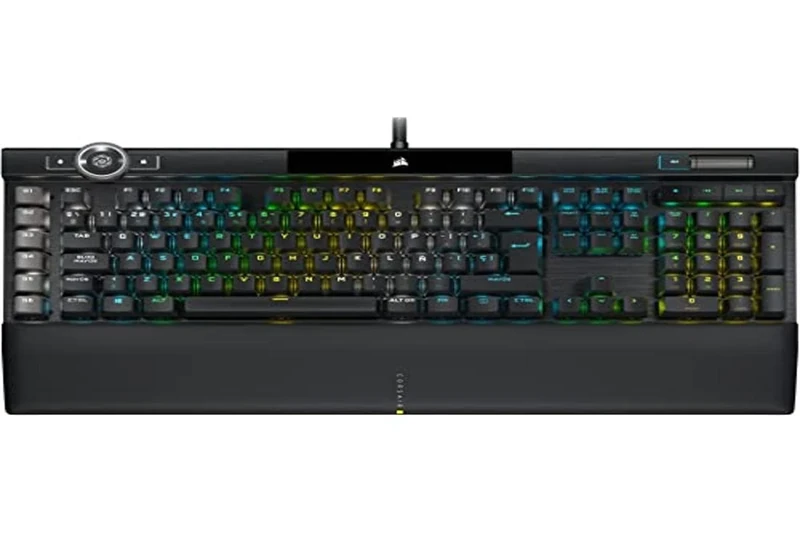 Corsair K100 RGB Optical-Mechanical Gaming Keyboard OPX RGB Switches, Magnetic and Removable Leatherette Wrist Rest, Polycarbonate Keys Black