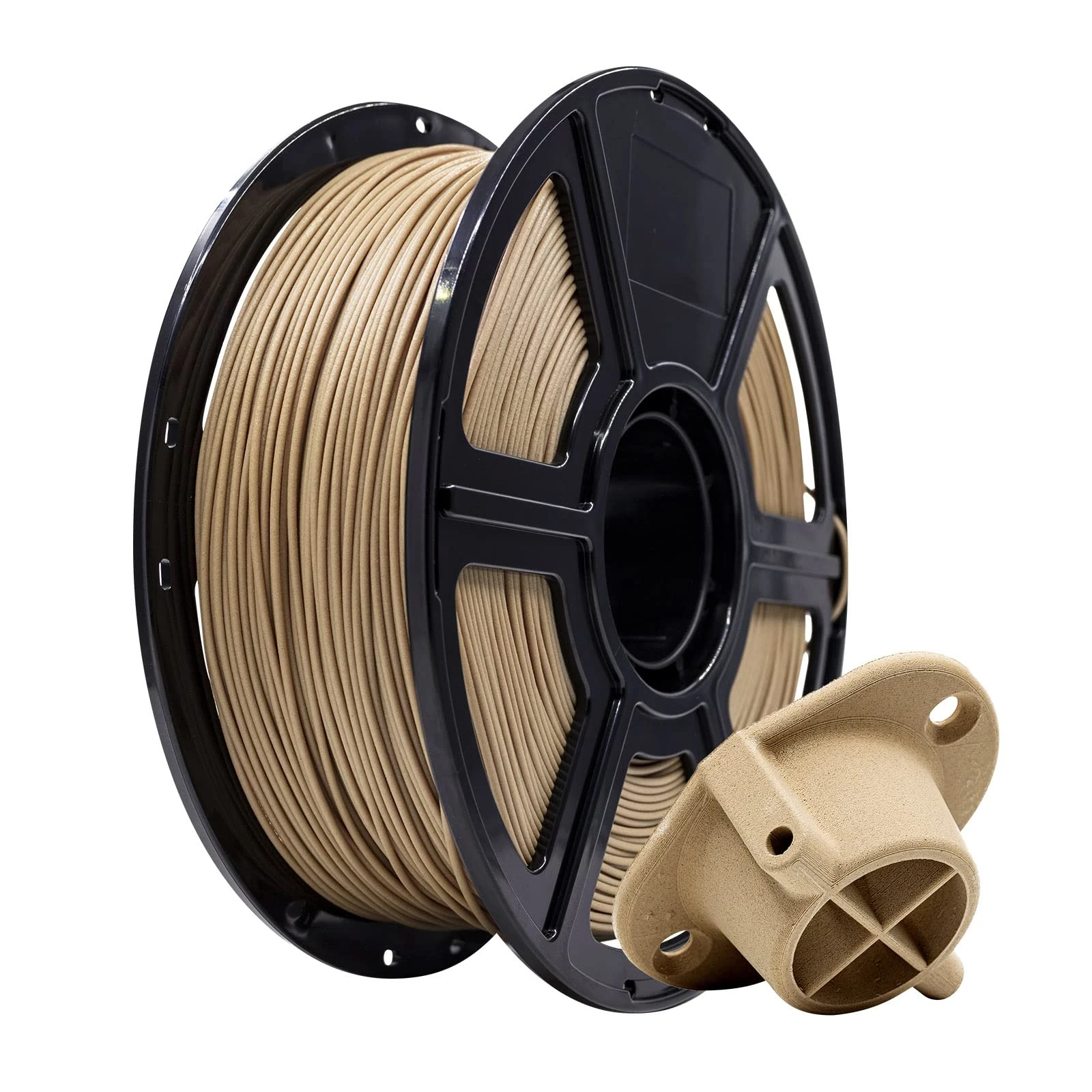 Flashforge 3D Printer Filament Wood PLA 1.75mm, 3D Printing Filaments 1kg Spool-Dimensional Accuracy +/- 0.02mm, Environmental Friendliness, no Smoke and no Odor (Light Wood, Wood PLA)