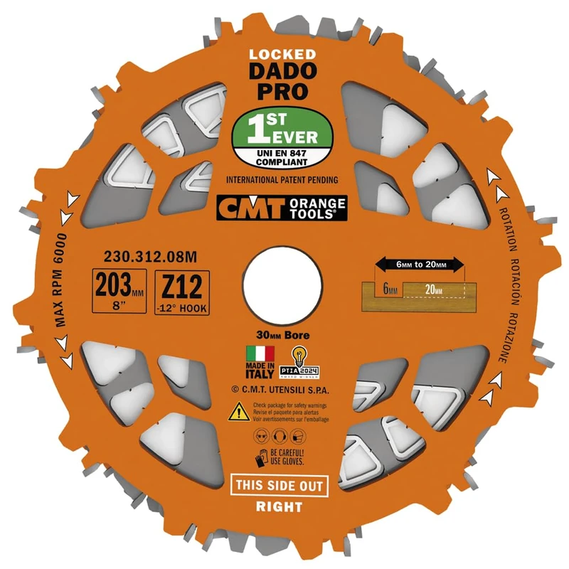 CMT Orange Tools 8 inch Locked Dado Pro Saw Blade 203x3.2x30