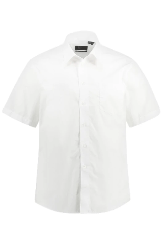 JP 1880 Men's Halbarm-Hemd, Variokragen Shirt 1/1, Schneeweiß,