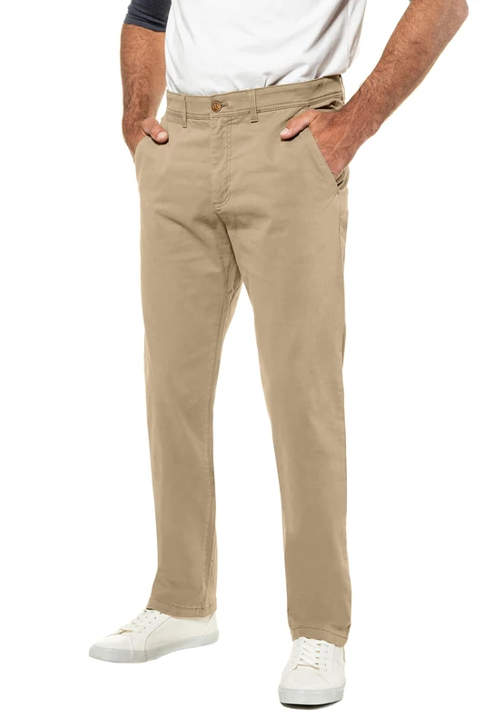 JP 1880 Men's Large Sizes Menswear L-8XL Chino Elastic Waistband Regular Fit up to Size 70/35 721190, Sand, 48W x 36L