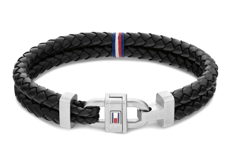 Tommy Hilfiger Jewelry Men's Bracelet with Black Leather and Stainless Steel Closure - 2790361
