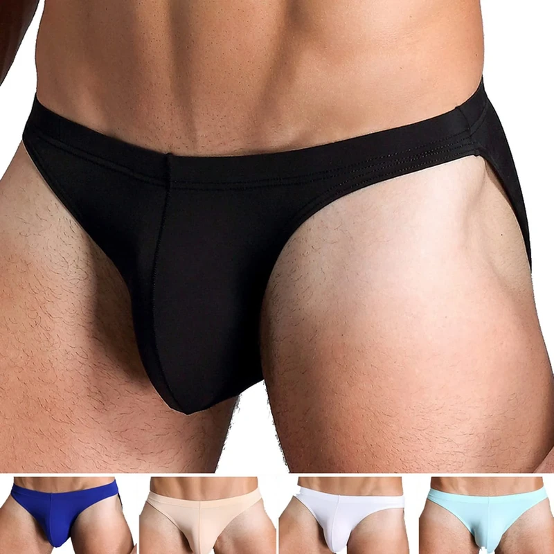 Faringoto Men's Ice Silk Low Waist Briefs - Breathable Stretch Underwear