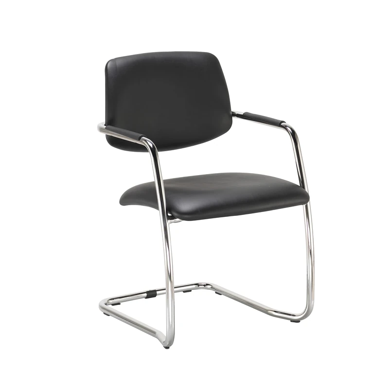 Office Hippo Mid Back Cantilever Chair for Home, Boardroom, Office, Faux Leather, Black, 56 x 61 x 84 cm (OHS0258BK)