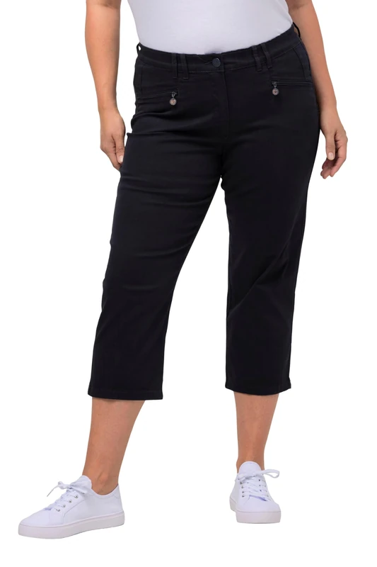 Ulla Popken Women's Hose Mony, wadenlang, Zipptaschen, Stretch Pants, Marine,