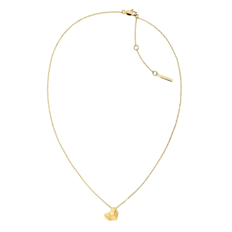 Calvin Klein Women's FACETED HEART Collection Necklace in Yellow Gold with a Heart Pendant - 35000036
