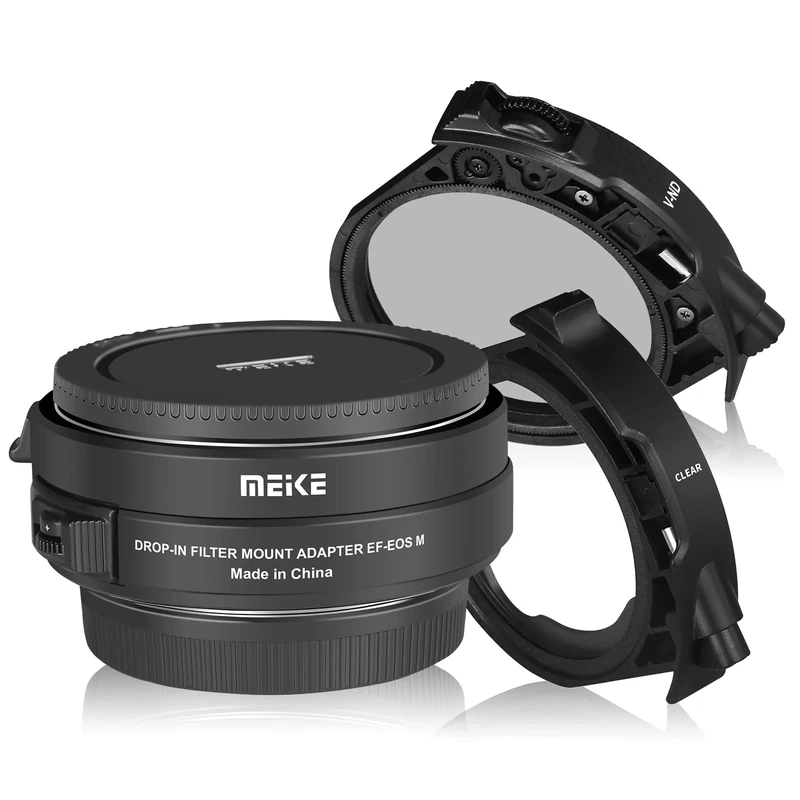 Meike MK-EFTM-C Drop-in filter Auto Focus Mount Lens Adapter For Canon EF/EF-S to EOS M Cameras with Variable ND Filter and UV Filter EOS M M2 M3 M5 M6 M10 M50 M100 M200 Cameras.