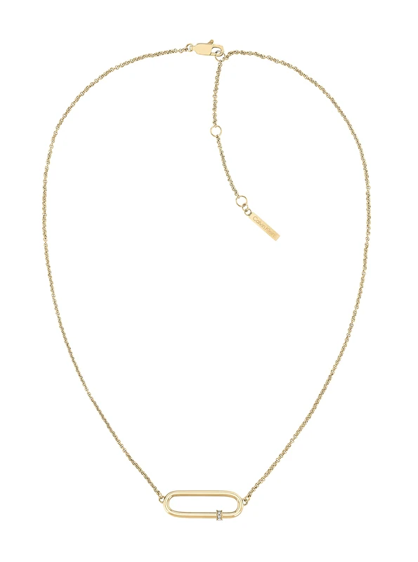 Calvin Klein Women's ELONGATED OVAL Collection Pendant Necklace Embellished with Crystals - 35000186