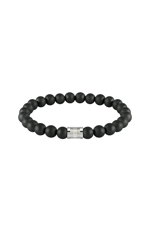 BOSS Jewelry Men's BEADS FOR HIM Collection Beaded Bracelet with Onyx Stones - 1580042S