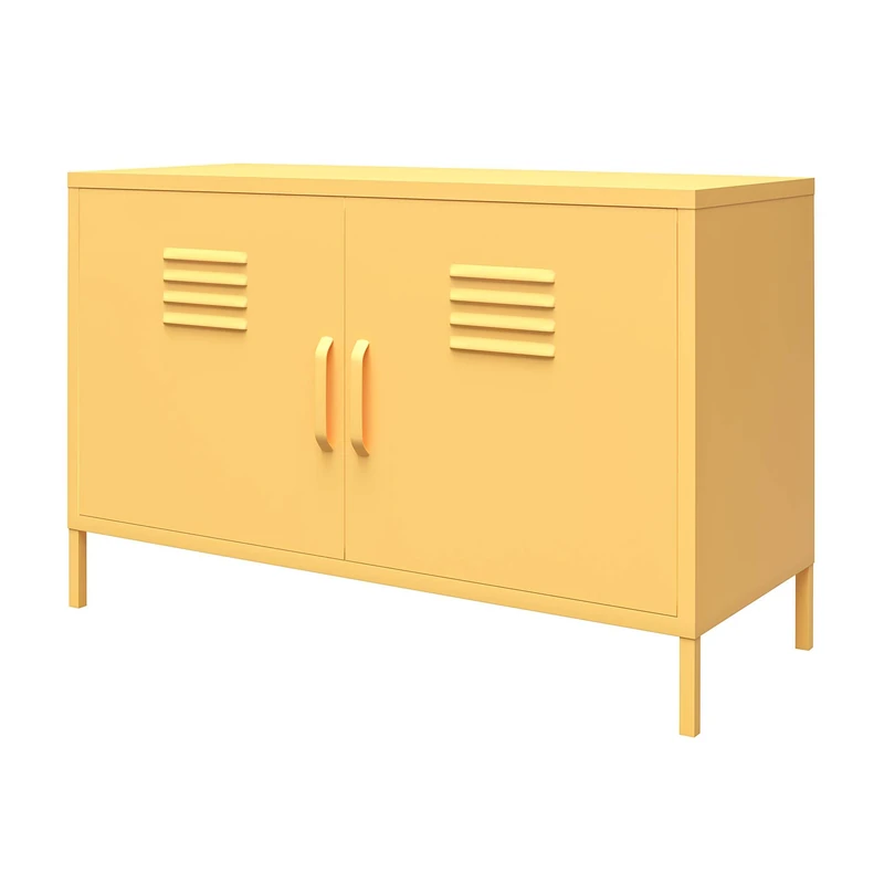 DHP Furniture Cache 2 Door Metal Locker Accent Cabinet Yellow