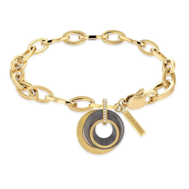 Calvin Klein Women's PLAYFUL CIRCULAR SHIMMER Collection Chain Bracelet Embellished with Crystals - 35000154