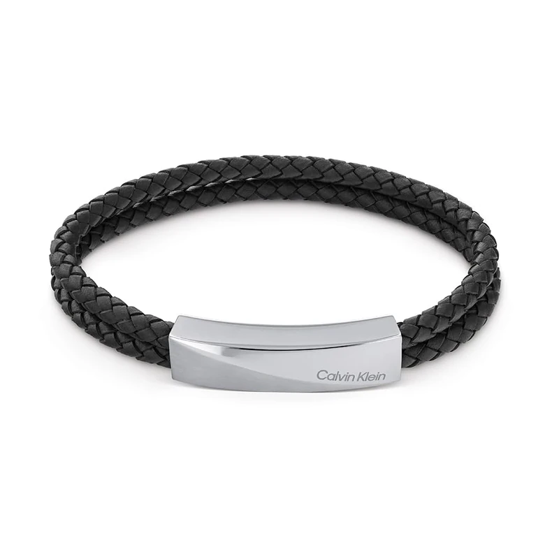 Calvin Klein Men's WRAPPED & BRAIDED Collection Bracelet with Double-Wrap Braided Black Leather - 35000097