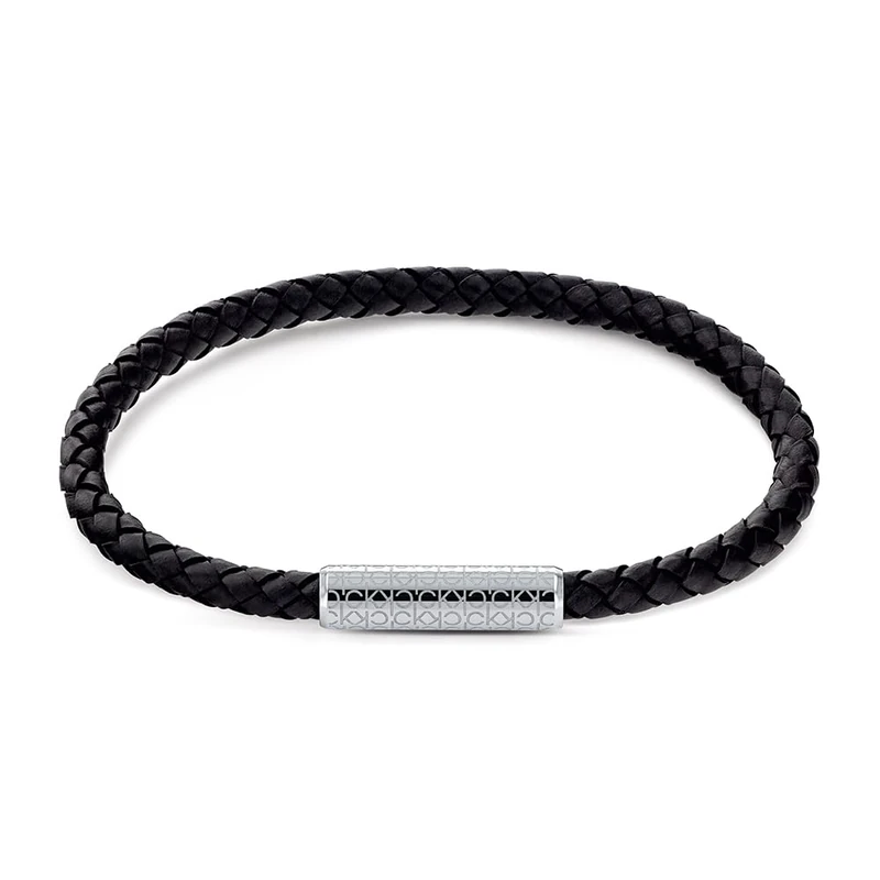 Calvin Klein Men's WRAPPED & BRAIDED Collection Braided Leather Bracelet Black - 35000101